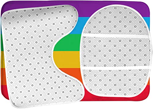Badezimmerteppich-Set, 3-teilig, Rainbow LGBT, waschbare Badeteppiche, rutschfest, mit Rückenpolster, Konturteppich und Toilettendeckelbezug – Bild 6