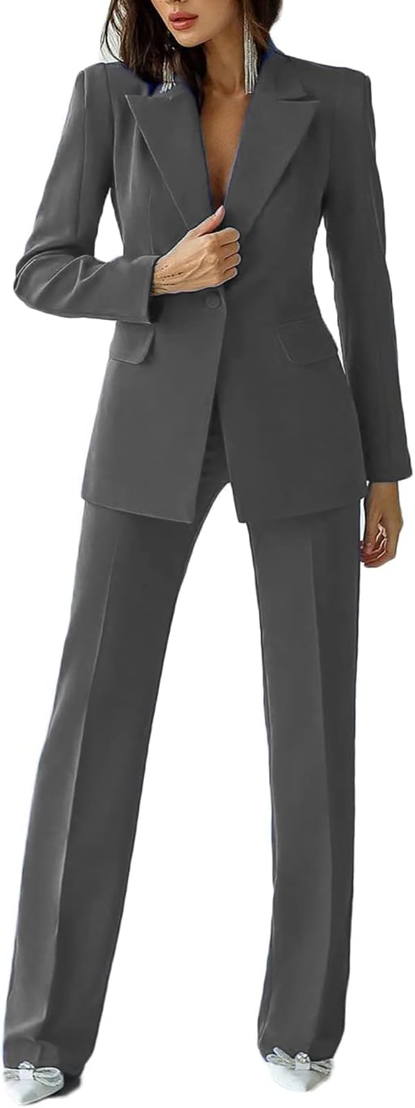 Damenanzug, 2-teilig, Business-Hosenanzug-Set, formelle Büro-Damen-Outfits, Spitzrevers, Damenanzug für Arbeit, Profi