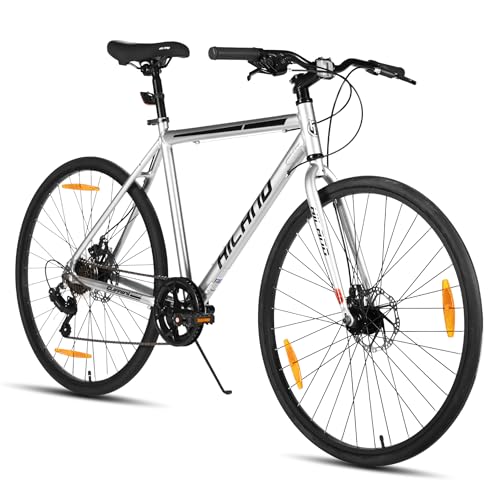 HH HILAND 700C Road Hybrid Bike, 7 speeds Bikes Urban City Commuter Bicycle with Disc Brake for Men Women Adult Comfortable Bicycle