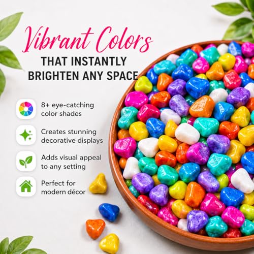 Image of Multi-Color Decorative Pebbles for Plants Pots, Fish Tank Aquarium, Vase Fillers & Home Decoration Stones | Natural Polished Pebbles for Indoor & Outdoor Decor | 1 Kg Pack