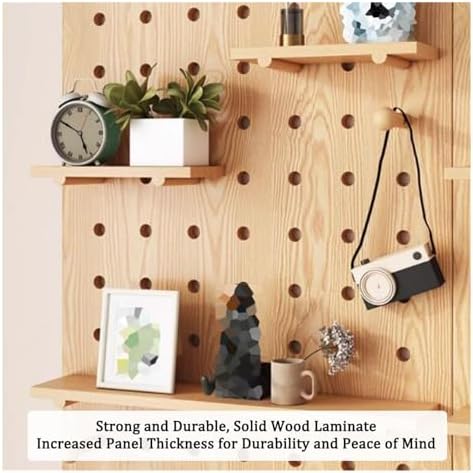 Pegboard Wall Organizer Panels.Wall-Mounted Wooden Organizer Kit - Versatile Storage System for DIY Garage & Craft Room - Perfect Display Tool Rack for Home Workshop & Craft Organization，（Wh