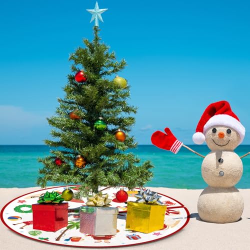Summer Christmas Tree Skirt 48 Inch Summer Christmas Tree Decorations Christmas Party Supplies for Home Tabletop Trees Holiday Decoration