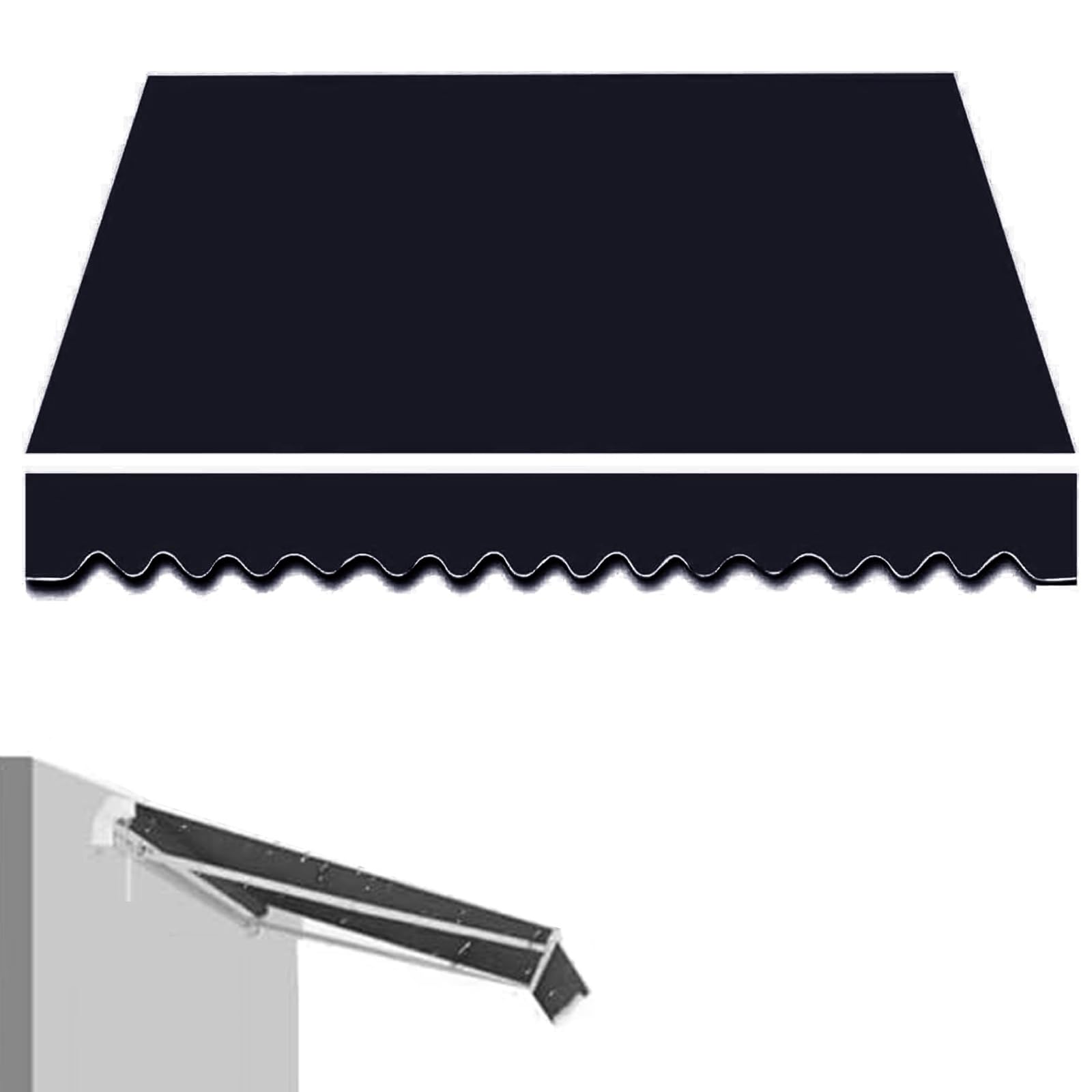 Yuqiwkk Black Replacement Canvas For Retractable Awning, Outdoor Patio Canopy Deck Awnings Cover 280Gsm Polyester Uv Resistant Sunshade Shelter, Sunshade Canopy Textile For Balcony(,3X2.5m (10X8.2ft))