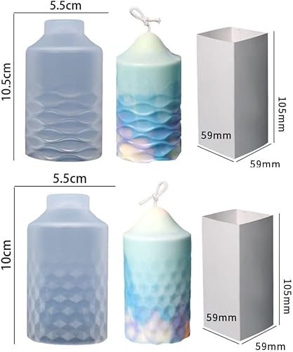 Miniatura 2 de Operitacx 2 juegos de moldes de vela de columna 3D de silicona para hacer velas resina epoxi para decoración del hogar