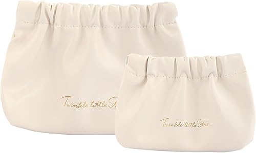 LYDZTION 2 bolsas de viaje para maquillaje, bolsa de piel sintética impermeable para mujer, bolsa de almacenamiento elástica con cierre abierto,