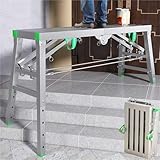 MSHGSKU Portable Scaffolding Tower Ladder Stool With Non-Slip Feet Folding Carbon Steel Work Platform, For Ceiling Cleaning, Painting, Car Washing(160cm/5.2ft)