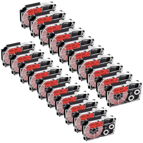 30PK ���x���e�[�v 12mm KL-60 KL-100 120 ���x���v�����^�[�����p XR-12WE XR-12X XR-12RD XR-12BU XR-12YW(Black on Red)