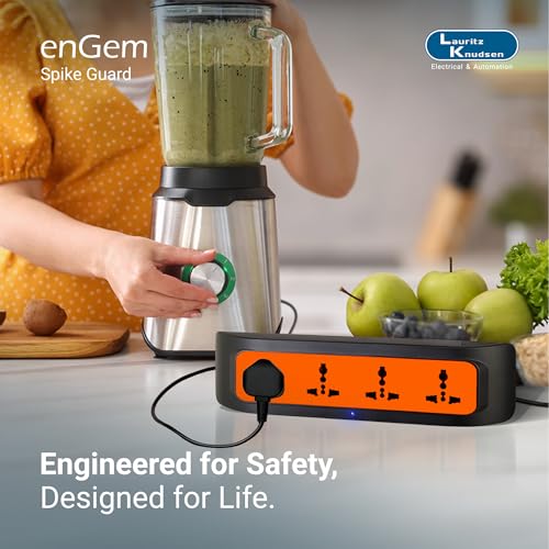 Image of Lauritz Knudsen Electrical & Automation CB93300AB06 enGem 4 Way Spike Guard - 1.5 Mtr with Up to 12 Years Warranty | for Homes, Apartments, Commercial Space (Offices /Malls), Healthcare