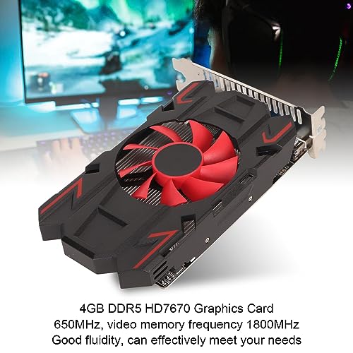 Scheda Grafica Radeon HD 7670, Scheda Grafica GDDR5 da 4 GB GPU 128 Bit 1800 MHz Scheda Video 2K PCI Express 2.0 16X, HDML/DP/DVI per Accessori per Computer Fai-da-Te (HD7670 - Scheda video - Immagine 5