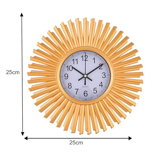 Image of Xtore Modern Round Wall Clock with Luxurious Golden Finish (Pack of 1, Gold)