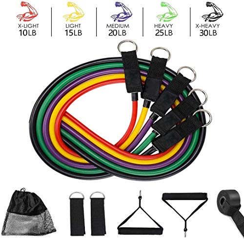 LAIWOO Resistance Bands Set,Yoga Exercise Stretch Fitness Home Set Including 5 Stackable Exercise Ba LAIWOO Resistance Bands Set,Yoga Exercise Stretch Fitness Home Set Including 5 Stackable Exercise Ba