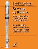  Zwei Sonaten: c-Moll - F-Dur. Alt-Blockflöte und Basso continuo, Violoncello und Viola da gamba ad libitum. (Originalmusik für Blockflöte)
