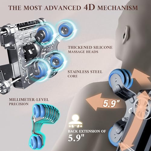 Image of 4D Massage Chair, Full Body Massage Chair, Zero Gravity Recliner w / Intelligent Voice Control, 53.14 inch SL Track, Electric Calfrest Extension, 12 Auto Modes, USB Type-C, Bluetooth Speaker, TFT Screen
