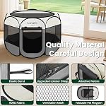 Love's cabin Pet Puppy Dog Playpen, Small Dog Tent Crates Cage Indoor/Outdoor, Portable Playpen for Cat, Foldable Pop Up Dog Kennel Playpen with Carring Case, Removable Zipper Top, Grey - Image 5