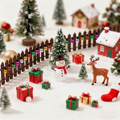 Weihnachten Miniatur-Gartenzaun Holzzaun Flexibler Miniatur-Zaun, 100cm*5cm Miniatur Zaun Gartenzaun Holz, verwendet für Miniaturlandschaft Puppenhaus Blumentopf Fee Garten Wichteltür dekoration