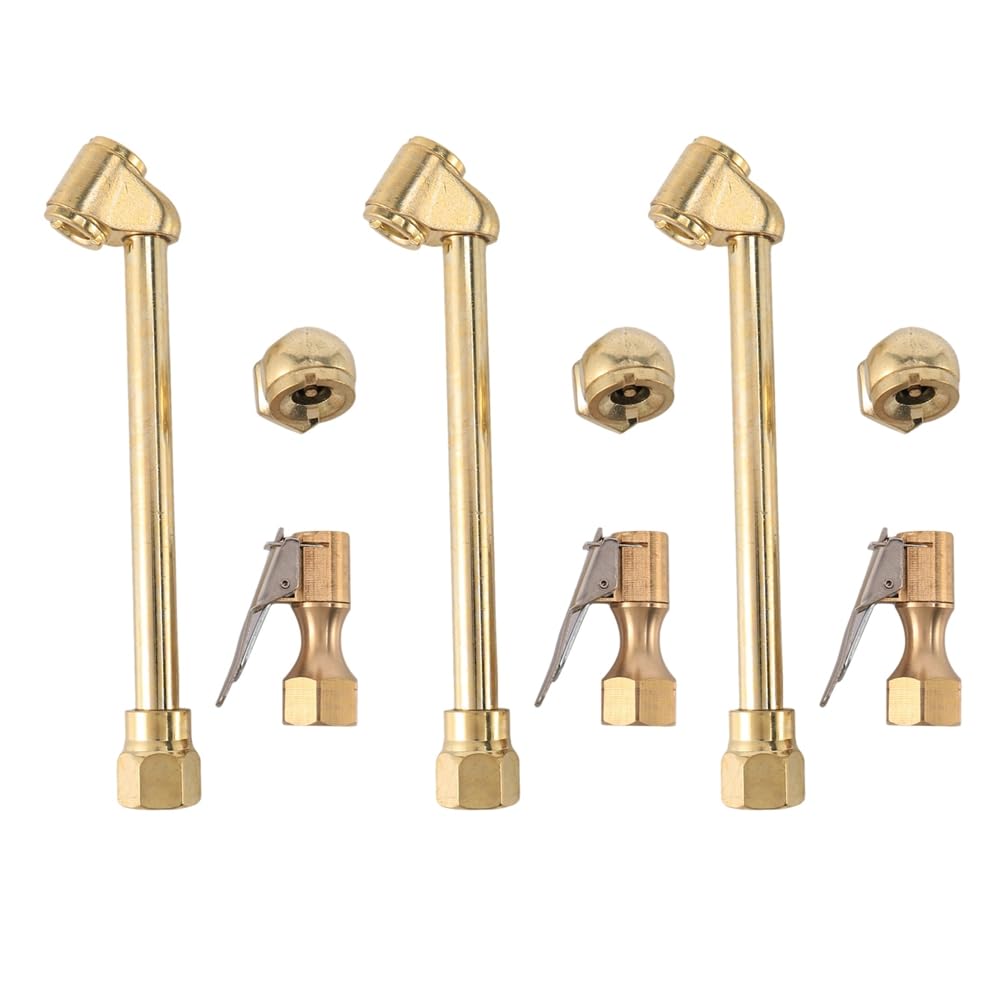 Jnchdghwa 9 Pack Heavy Duty Brass Air Chuck Set, 1/4 Inch Brass Air Chuck for Tire Inflator Gauge Compressor Accessories