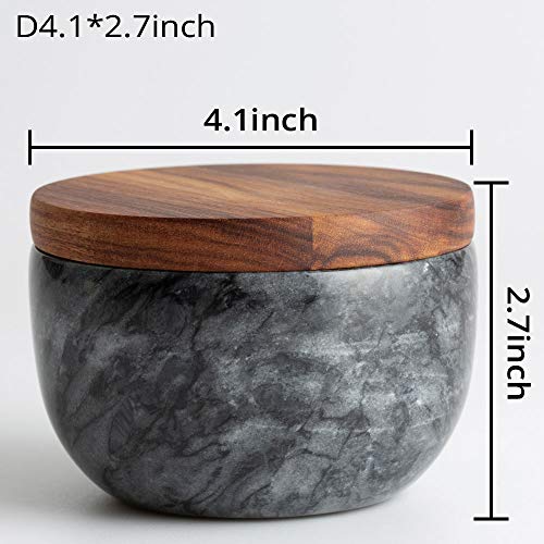 Jalz Jalz Salt Box Black Marble Base Wood Cover Salt Keeper #TOP5