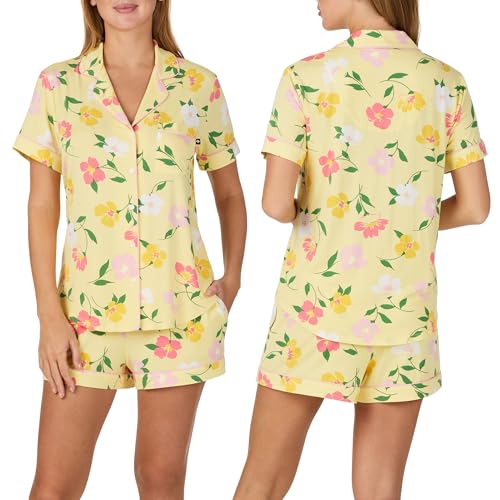 Image of kate spade new york Short Sleeve Brushed Jersey Notch Boxer Pajama Set