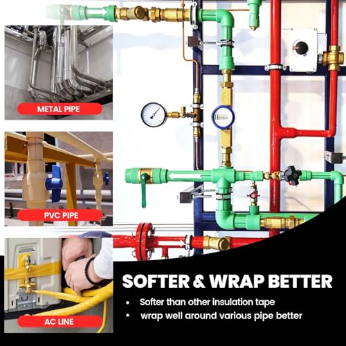 Image of ADHES PVC Pipe Wrap Tape, 2 Inch X 35 Yds, Corrosion Protection Pipe Tape, Weatherproof PVC Tape for Drain Pipe, Metal & Electrical Piping, Underground Pipe, Yellow
