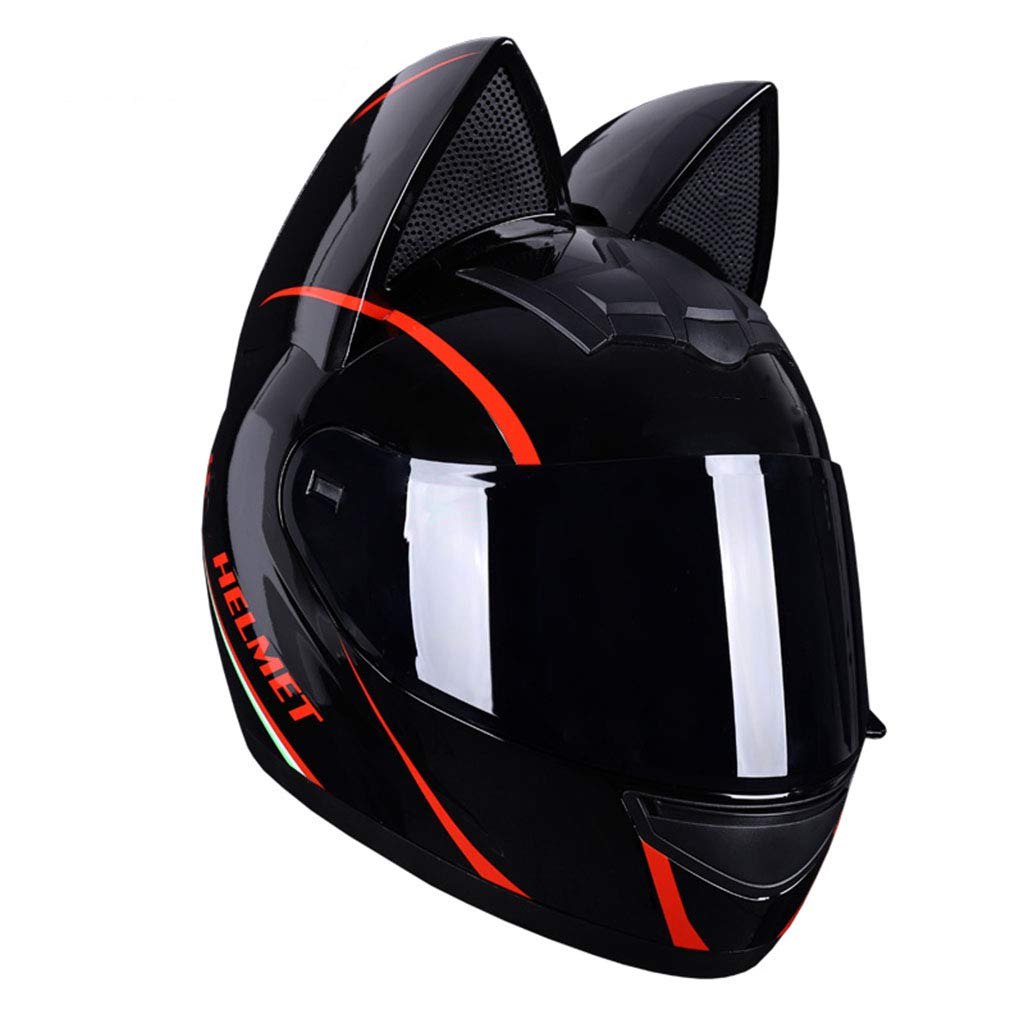 Kat Motorfiets Vrouwelijke Heren, Integraalhelm Straatmotorfiets Kattenhelm met Oren Accessoires voor Kattenoorhelm, Modulaire Motorhelm ECE gecertificeerd