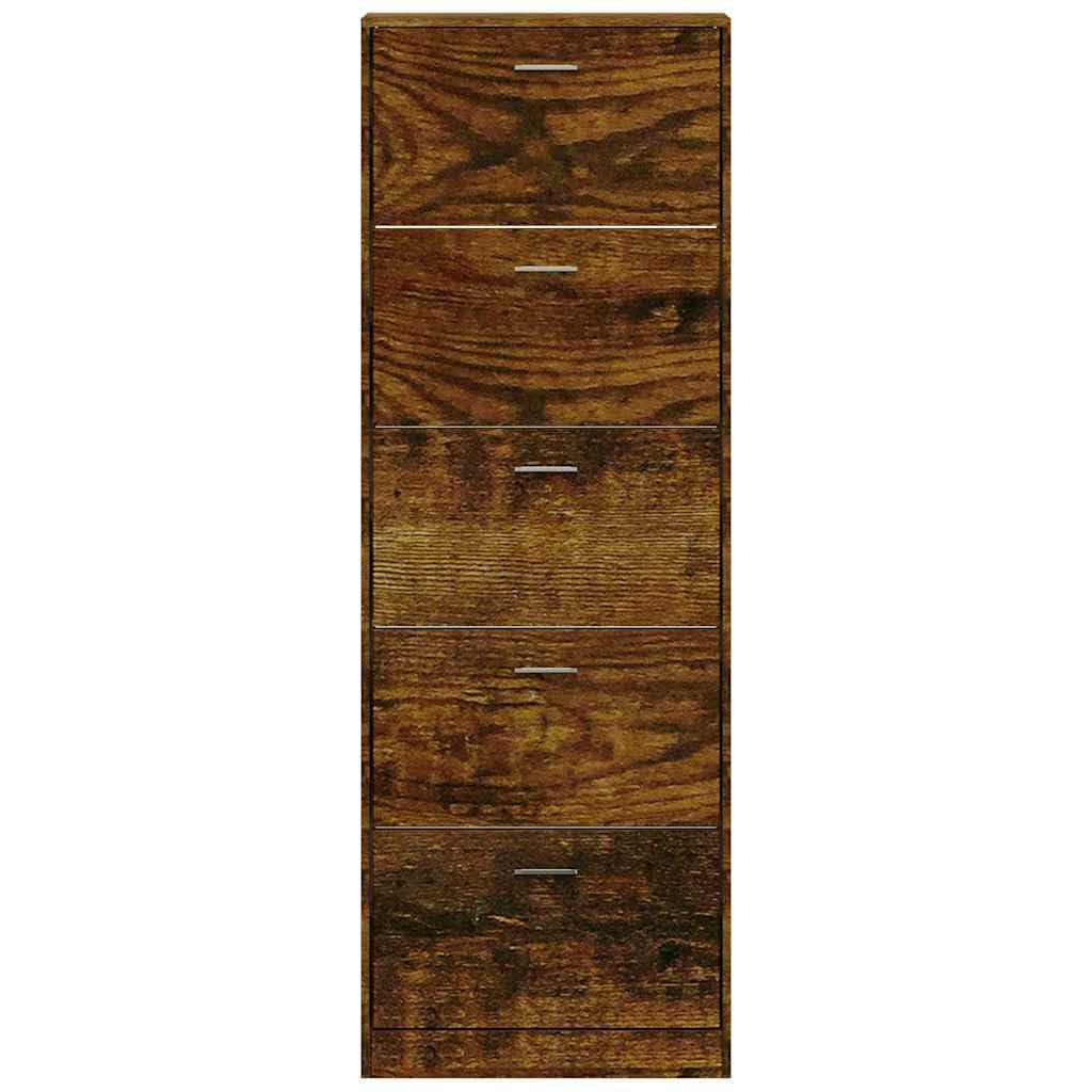 Kompozytowa drewniana szafka na buty, 5 szuflad, 59x17x169 cm, odcień