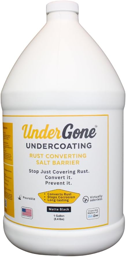 Under Gone™ Rust Converting Undercoating, Calcium Sulfonate Formula, Salt & Brine Barrier Protection For Vehicles, Trucks, SUVs, Trailers, Color: Matte Black (1 Gallon)