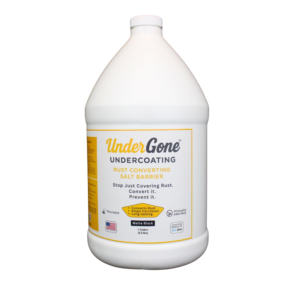 Under Gone™ Rust Converting Undercoating, Calcium Sulfonate Formula, Salt & Brine Barrier Protection For Vehicles, Trucks, SUVs, Trailers, Color: Matte Black (1 Gallon)