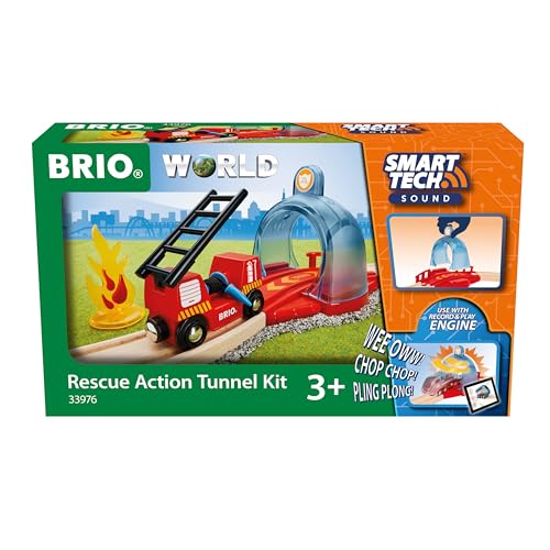 BRIO World 33976 Smart Tech Sound Feuerwehreinsatz - Zubehör für die BRIO Holzeisenbahn - Interaktives Spielzeug empfohlen ab 3 Jahren