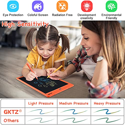 GKTZ LCD Writing Tablet for Kids, Colorful Toddler Doodle Board 10 Inch, Girls Toys Drawing Tablet Writing Pad, Learning & Education Toys Birthday Gifts for 3 4 5 6 7 8 year old kids boys girls-Orange - Thumbnail 2