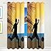 Produktbild WENYAO Beach Soccer Football Sunset Print Wärmeisolierte Verdunkelungsraum Verdunkelungsfenster Vorhänge für Schlafzimmer Wohnzimmer 55 'B x 84' L, 2 Panels