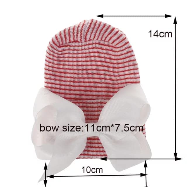 Newborn Hospital Hat with Bow/Baby Bow Beanie Hat/Unique Newborn Baby Hat/Perfect for Hospital Photo (Pink Hat Pink Bow)3