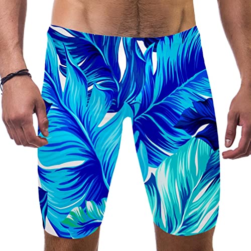 Pantalones cortos de natación azul playa bañador tropical de hombre multicolor talla S