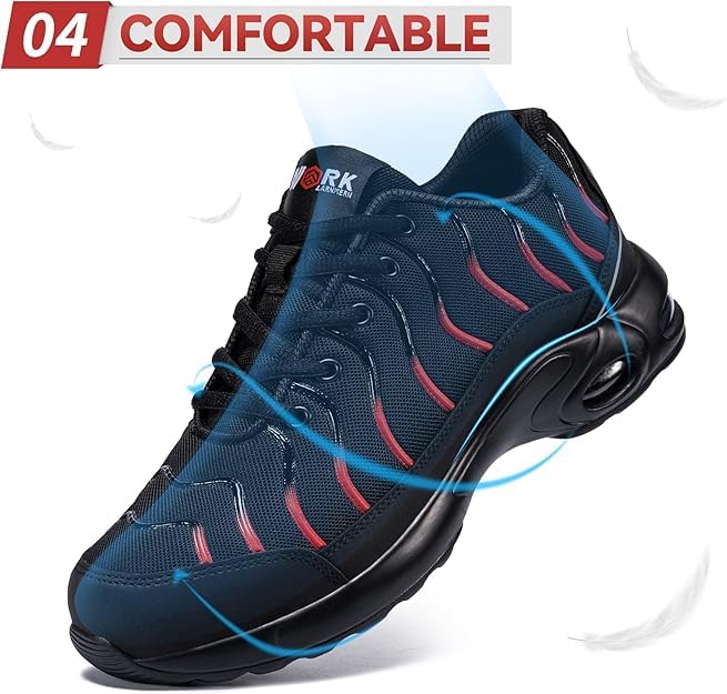 Image of LARNMERN Puncture Proof Cushioned Steel Toe Shoes for Men | Breathable ASTM Wide Toe Lightweight Fashional Style Comfort Slip Resistant Multiple colors available