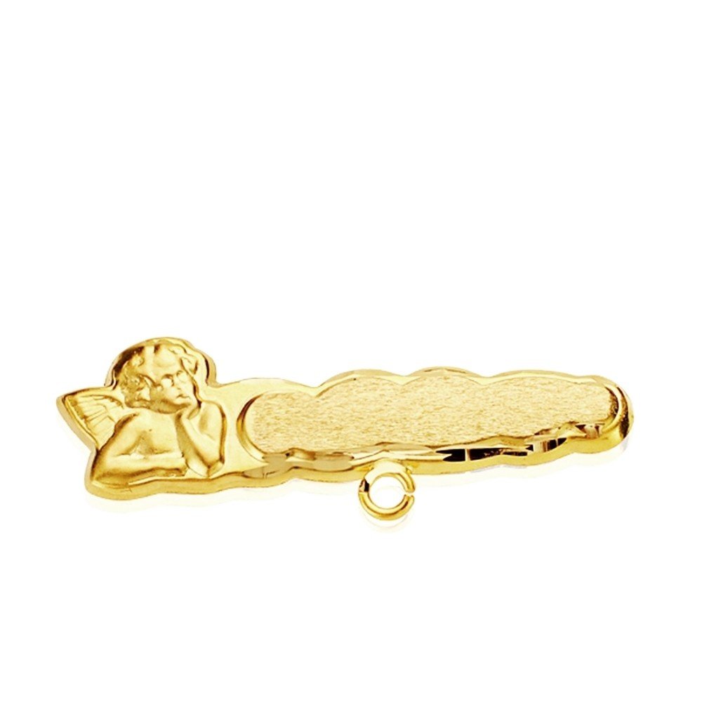 Alfiler Oro 9k Ángel Bebé 28mm. Tallado Bebé - Personalizable - Grabado Incluido En El Precio