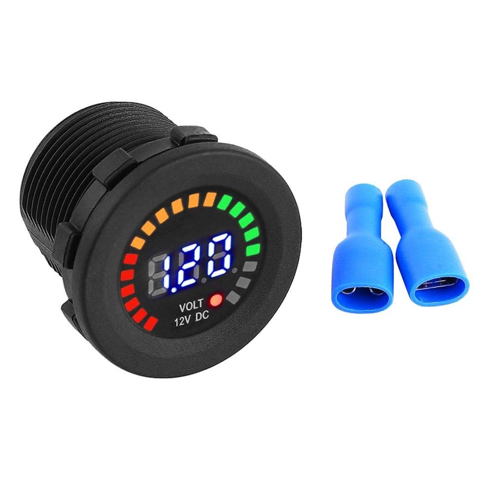 Volt Meter Gauge, 12 V Black New Motorcycle Car LED Display digitale Voltmeter Waterproof Volt Volt Gauge Tester batteria