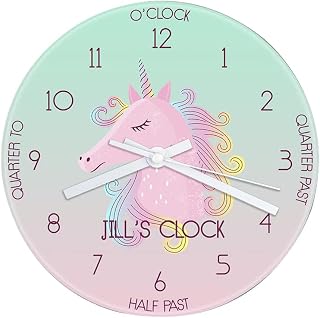 Treat Republic Personalised Unicorn Wall Clock – Wall Mounting Kids Custom Clock for Bedroom, Study, Playroom | Wall Décor & Custom Gifts (Small)