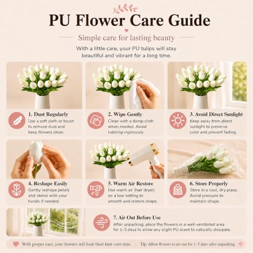 Image of Mandy's 28pcs Artificial White Tulips