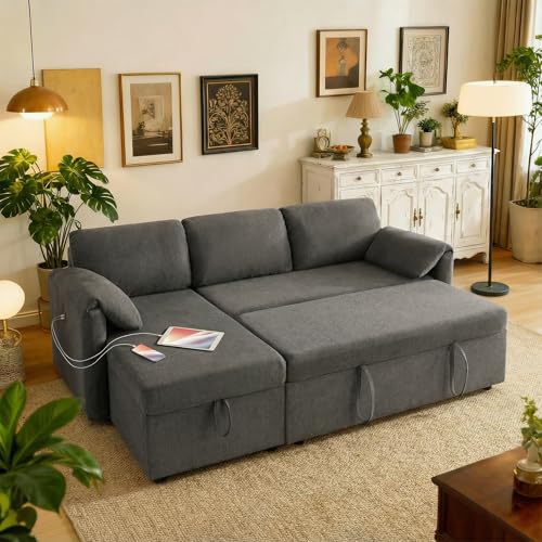 Tbfit 83 Convertible Sleeper Sofa with Storage