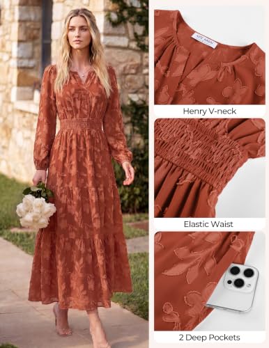 Kate Kasin Womens Long Sleeve Maxi Fall Wedding Guest Dresses with Pockets - Image 6