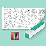 Schneidbare Zeichenrolle für Kinder,Zeichnungsrolle für Kinder,Graffy Roll zum Ausmalen,Malpapier-Rolle für Kinder,Kinder Zeichenpapier,DIY Graffiti-Schriftrollen für Kinder,Ausmalposter (Tier)