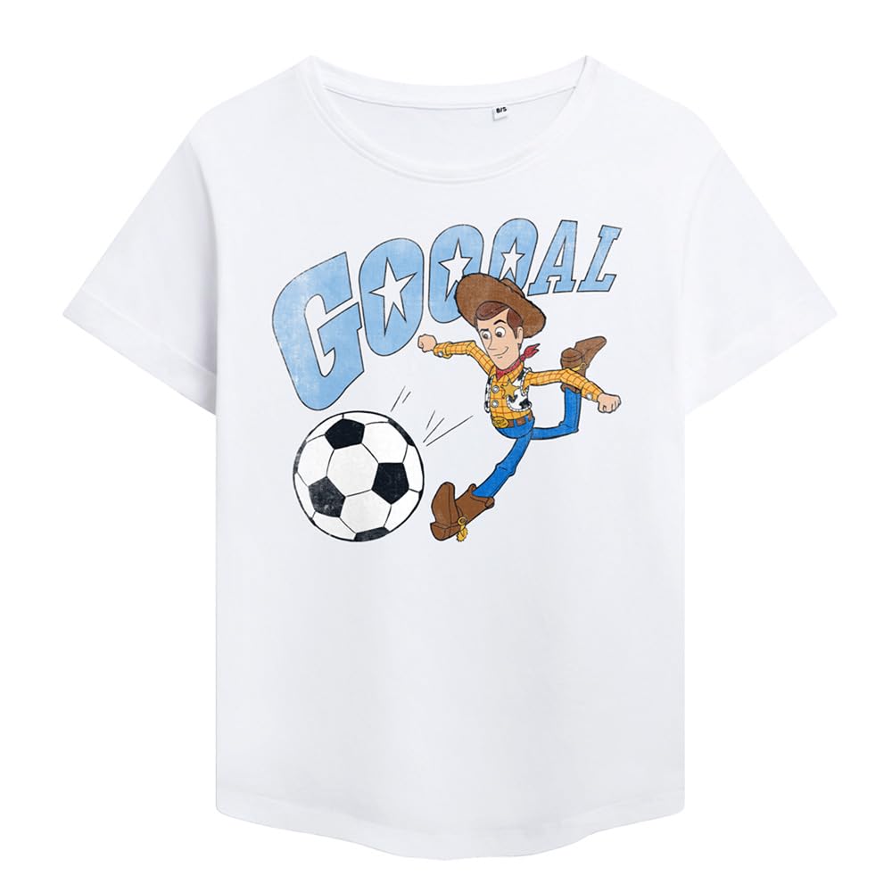 Disney Toy Story Woody Goal Ladies Fashion T Shirt, White, XX-Large