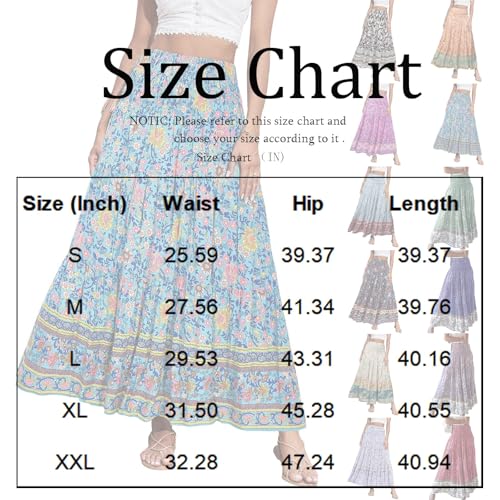 Skirts for Women High-Waist Printed Skirt Elastic-Waist Midi Women's Trend Summer and Fall Beach Dress4