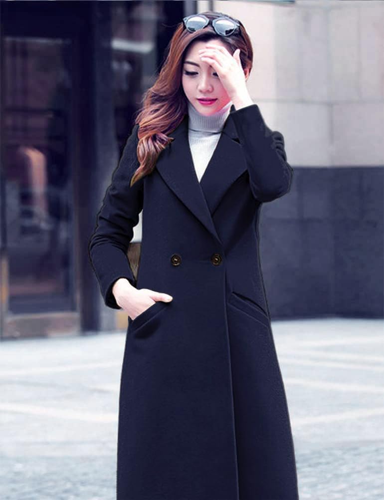 IDEALSANXUN Long Wool Coats for Women Fall Winter Coats Wool Jacket Peacoat - Image 3