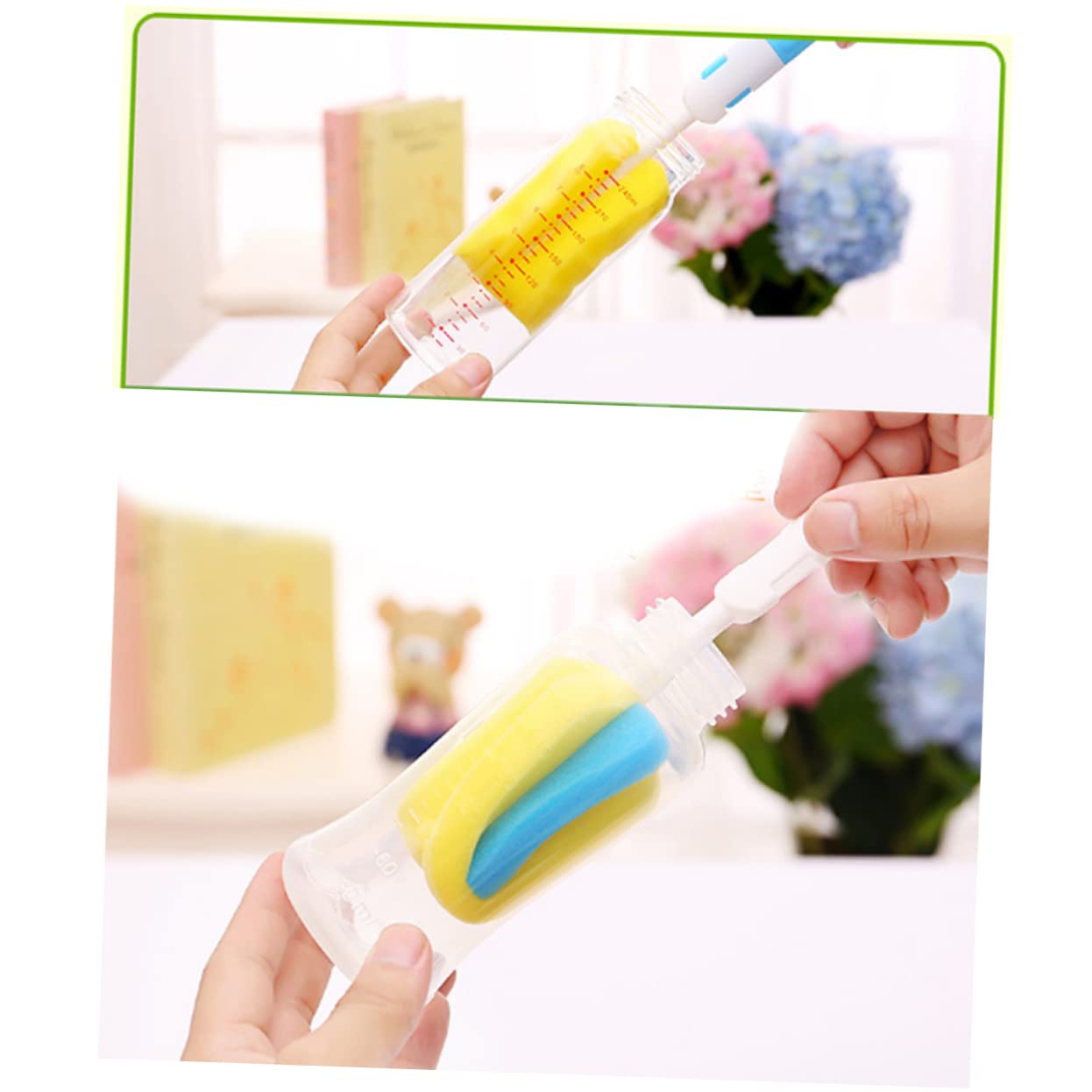 HAPINARY 2 Pcs Washing Brush Cup Brush Cleaner Bottle Cleaner Brush Sponge Bottle Kit Kettle Cleaner Sponge Bottle Cleaning Brush Water Bottle Brush Sponge Cup Brush Green