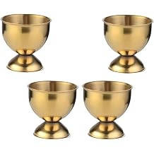LATRAT Egg Cup Stainless Steel Metal Egg Stand, Egg Holders Stands Egg Cups for Hard Boiled Eggs Table Cups Breakfast, Golden
