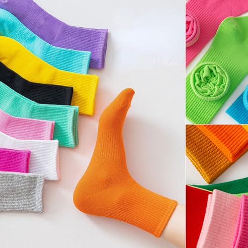 CHUNFO Colorful Womens Classic Solid Ankle Fun Cute Cotton Running Athletic Dress Crew Socks 6Pairs3