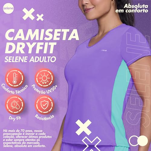 SELENE Camiseta Dry Fit Feminina Proteção UV 50+ Academia Esportiva Feminina, Lavanda, M