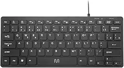 Teclado Com Fio Mini Multimídia Conexão USB Cabo de 150cm Teclas Chocolate Preto - TC154