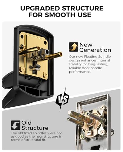 Image of Black Front Door Handle and Deadbolt Set, Front Door Lock Set | Heavy Duty Exterior Door Handle, Zinc Entry Locksets with Deadbolt, Exterior Door Lock with Lever, Easy Install, Universal