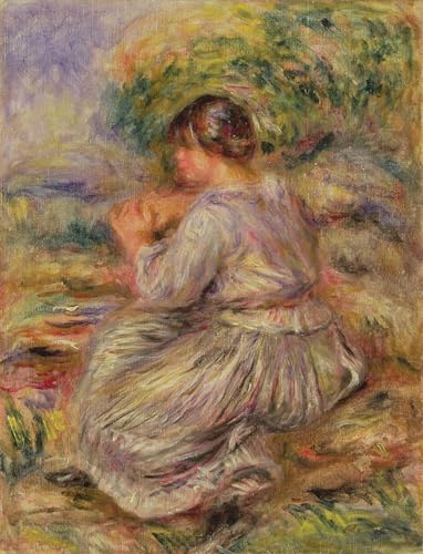 Toile Renoir Jeune fille au paysage Affiche Artistique pour Grand Mur Vide 60x90cm